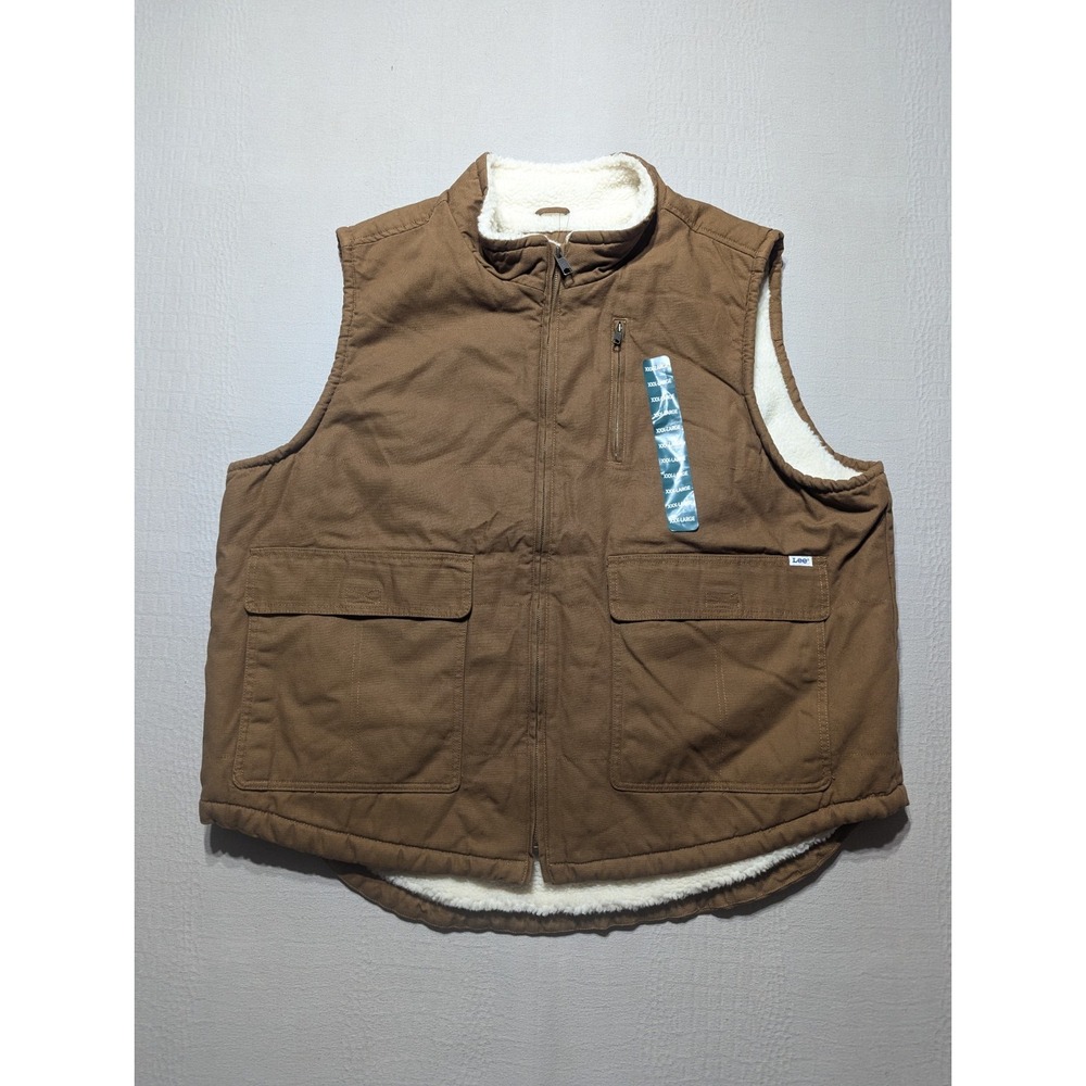 Lee Premium Select Sherpa Lined Duck Canvas Work Vest Brown XXXL NWT Heavy Duty
